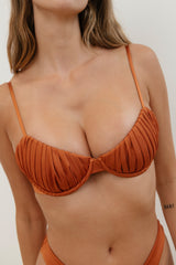 Mariella Pleated Bikini Top - Metallic Daiquiri