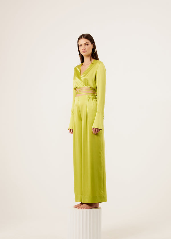 Beegee Wrap Crop Top - Chartreuse