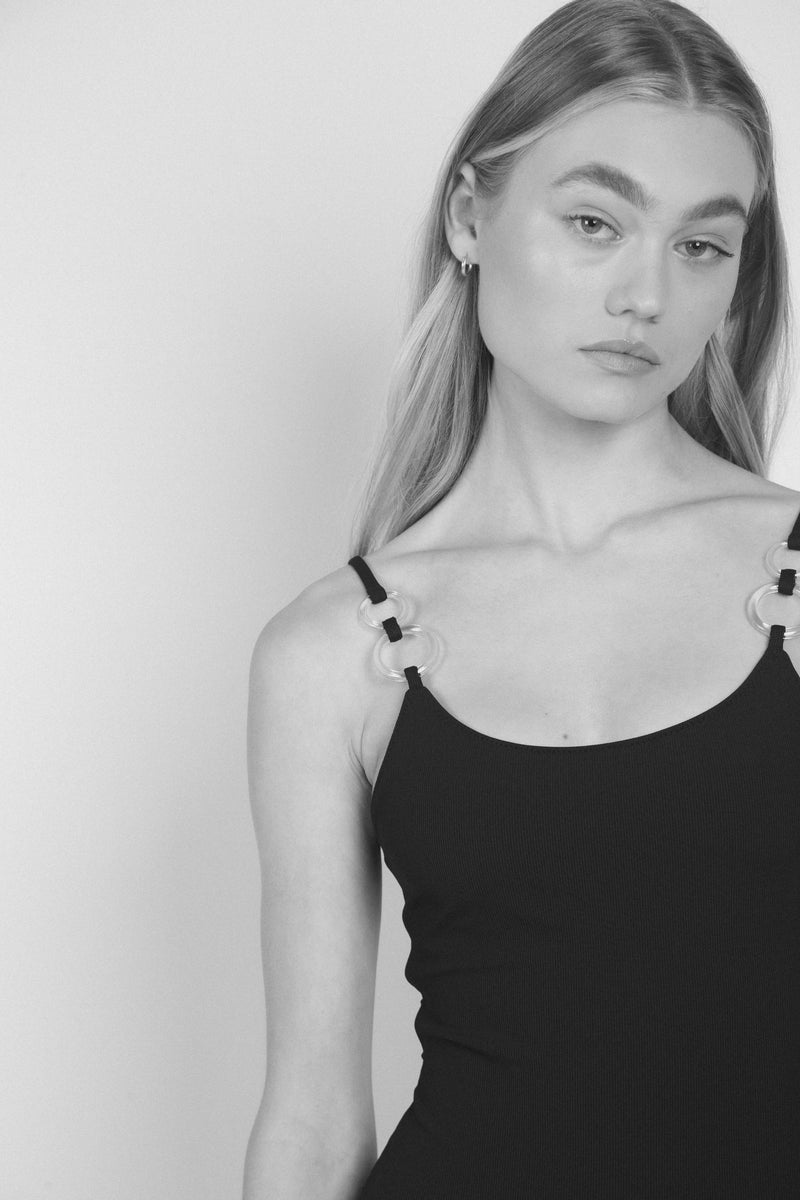 Manilow Scoop Neck One Piece - Black Rib
