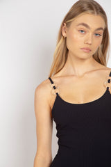 Manilow Scoop Neck One Piece - Black Rib