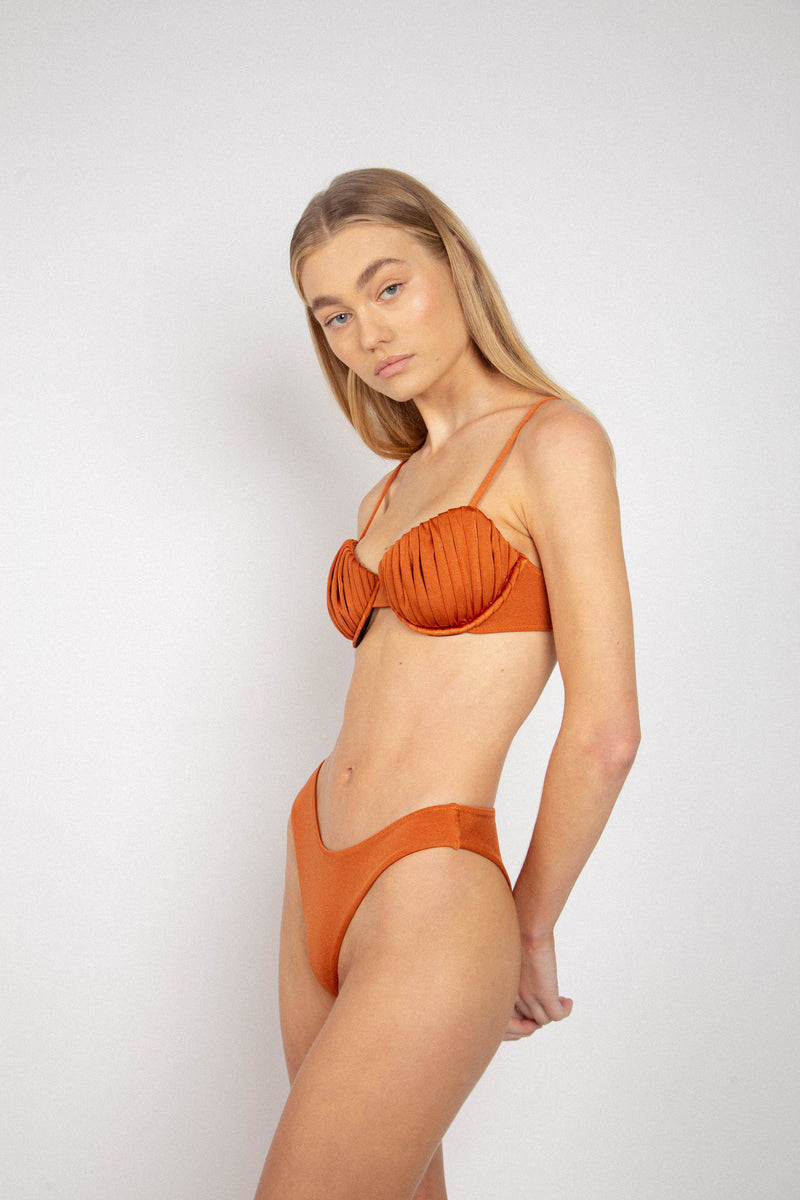 Mariella Pleated Bikini Top - Metallic Daiquiri