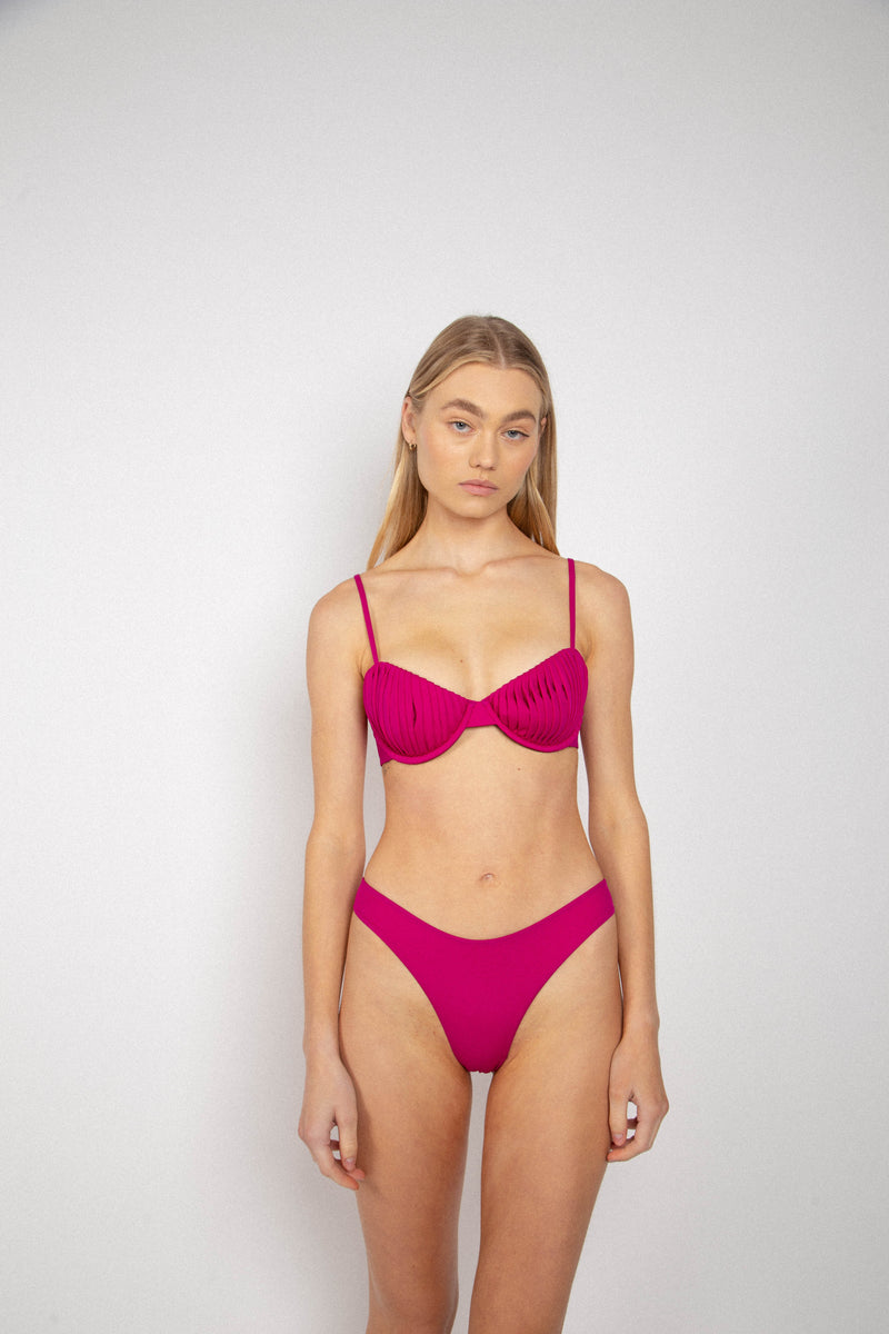 Mariella Pleated Bikini Top - Calypso Pink