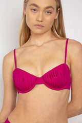 Mariella Pleated Bikini Top - Calypso Pink