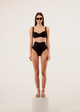 Kelly High Waist Bottom - Black Rib