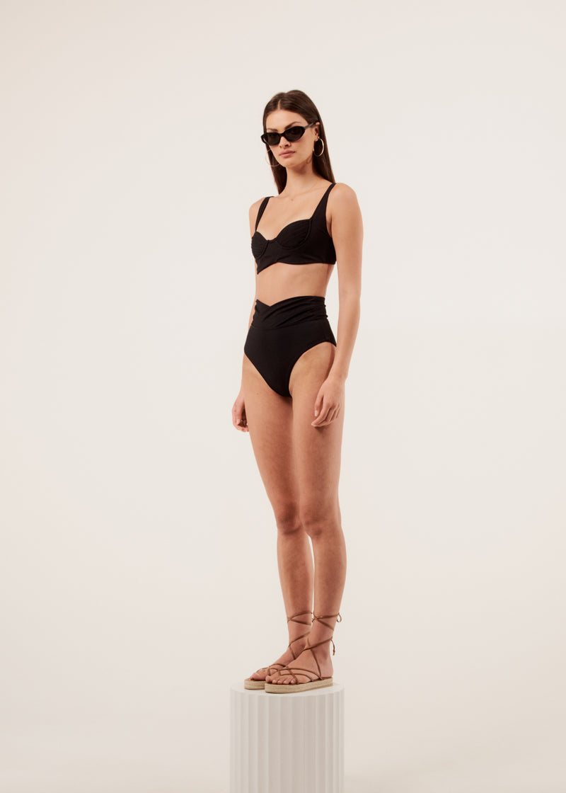 Kelly High Waist Bottom - Black Rib