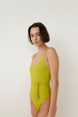 Gisele Scoop Neck One Piece - Chartreuse