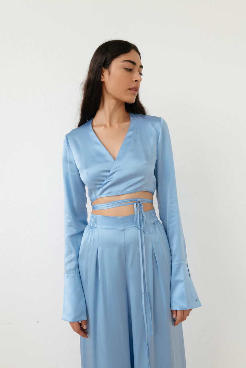 Happy Wide Leg Pant - Sky Blue