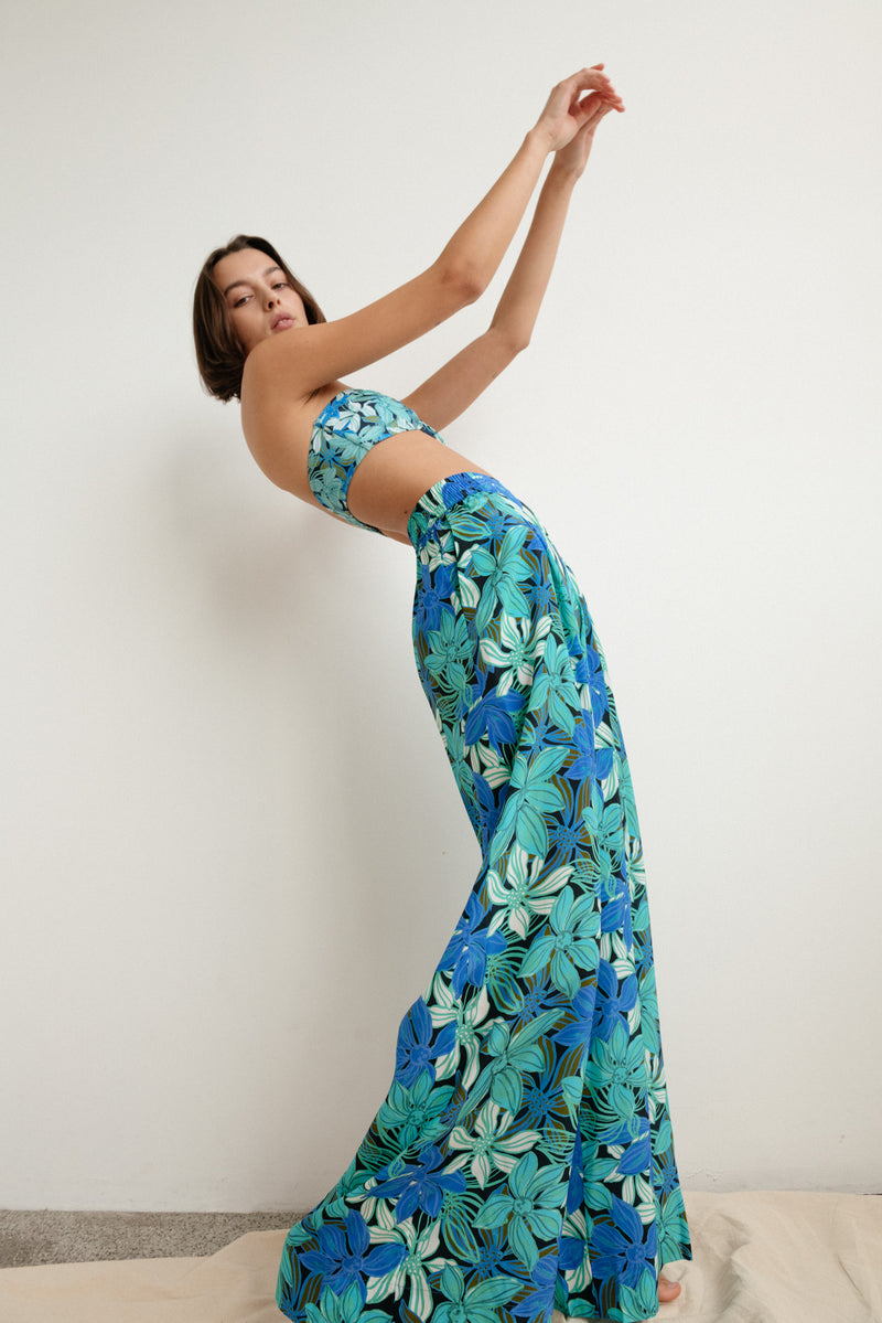 Happy Wide Leg Pant - Aster Blue