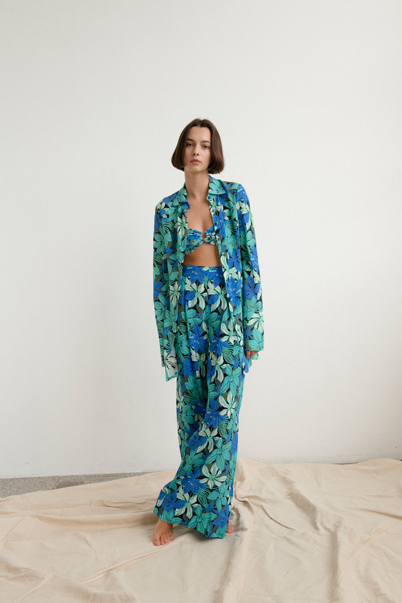 Happy Wide Leg Pant - Aster Blue