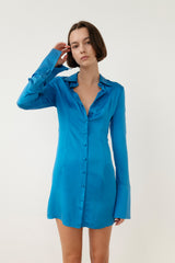 Huxton Button Up Dress - Cerulean