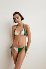 Jade Two Tone Tie Side Bottom - Forest Green